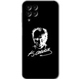 MRCİLETİSİM mrc195610 Atatürk Silüet İmza Kılıf HD Desen Baskılı Arka Kapak Samsung Galaxy M33 ile uyumlu