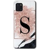 MRCİLETİSİM mrc19579 Pembe Mermer Desenli S Harfi Kılıf Baskılı Kapak 5D Tam Kaplayan Cam Samsung Galaxy Note 10 Lite ile uyumlu