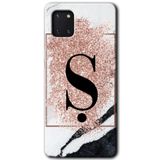 MRCİLETİSİM mrc19580 Pembe Mermer Desenli Ş Harfi Kılıf Baskılı Kapak 5D Tam Kaplayan Cam Samsung Galaxy Note 10 Lite ile uyumlu
