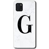MRCİLETİSİM mrc19596 Beyaz Mermer Desenli G Harfi Kılıf Baskılı Kapak 5D Tam Kaplayan Cam Samsung Galaxy Note 10 Lite ile uyumlu