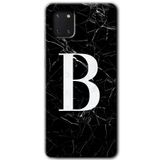 MRCİLETİSİM mrc19630 Siyah Mermer Desenli B Harfi Kılıf Baskılı Kapak 5D Tam Kaplayan Cam Samsung Galaxy Note 10 Lite ile uyumlu