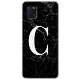 MRCİLETİSİM mrc19632 Siyah Mermer Desenli C Harfi Kılıf Baskılı Kapak 5D Tam Kaplayan Cam Samsung Galaxy Note 10 Lite ile uyumlu