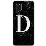 MRCİLETİSİM mrc19634 Siyah Mermer Desenli D Harfi Kılıf Baskılı Kapak 5D Tam Kaplayan Cam Samsung Galaxy Note 10 Lite ile uyumlu