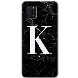 MRCİLETİSİM mrc19643 Siyah Mermer Desenli K Harfi Kılıf Baskılı Kapak 5D Tam Kaplayan Cam Samsung Galaxy Note 10 Lite ile uyumlu