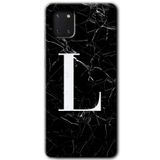 MRCİLETİSİM mrc19644 Siyah Mermer Desenli L Harfi Kılıf Baskılı Kapak 5D Tam Kaplayan Cam Samsung Galaxy Note 10 Lite ile uyumlu