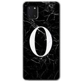 MRCİLETİSİM mrc19648 Siyah Mermer Desenli O Harfi Kılıf Baskılı Kapak 5D Tam Kaplayan Cam Samsung Galaxy Note 10 Lite ile uyumlu