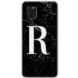 MRCİLETİSİM mrc19651 Siyah Mermer Desenli R Harfi Kılıf Baskılı Kapak 5D Tam Kaplayan Cam Samsung Galaxy Note 10 Lite ile uyumlu