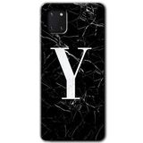 MRCİLETİSİM mrc19659 Siyah Mermer Desenli Y Harfi Kılıf Baskılı Kapak 5D Tam Kaplayan Cam Samsung Galaxy Note 10 Lite ile uyumlu