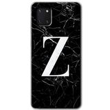 MRCİLETİSİM mrc19660 Siyah Mermer Desenli Z Harfi Kılıf Baskılı Kapak 5D Tam Kaplayan Cam Samsung Galaxy Note 10 Lite ile uyumlu