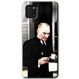 MRCİLETİSİM mrc19671 Atatürk Türk Kahvesi Kılıf Baskılı Kapak 5D Tam Kaplayan Cam Samsung Galaxy Note 10 Lite ile uyumlu