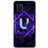 MRCİLETİSİM mrc19752 Dark Neon Yaprak U Harfi Kılıf Baskılı Kapak 5D Tam Kaplayan Cam Samsung Galaxy Note 10 Lite ile uyumlu