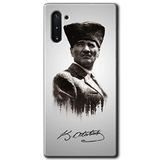 MRCİLETİSİM mrc197844 Mustafa Kemal Atatürk Kılıf HD Desen Baskılı Arka Kapak + Temperli Cam Samsung Galaxy Note 10 ile uyumlu