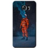 MRCİLETİSİM mrc198516 Smoke Astronot Kılıf HD Desen Baskılı Arka Kapak + Temperli Cam Samsung Galaxy Note 5 ile uyumlu