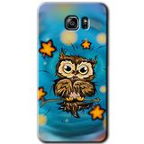 MRCİLETİSİM mrc198576 Owl Bird Stars Kılıf HD Desen Baskılı Arka Kapak + Temperli Cam Samsung Galaxy Note 5 ile uyumlu
