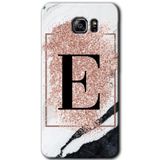MRCİLETİSİM mrc198803 Pembe Mermer Desenli E Harfi Kılıf HD Desen Baskılı Arka Kapak + Temperli Cam Samsung Galaxy Note 5 Kılıf HD Desen Baskı Arka Kapak + Temperli Cam ile uyumlu
