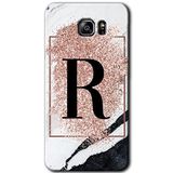 MRCİLETİSİM mrc198818 Pembe Mermer Desenli R Harfi Kılıf HD Desen Baskılı Arka Kapak + Temperli Cam Samsung Galaxy Note 5 Kılıf HD Desen Baskı Arka Kapak + Temperli Cam ile uyumlu