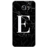 MRCİLETİSİM mrc198875 Siyah Mermer Desenli E Harfi Kılıf HD Desen Baskılı Arka Kapak + Temperli Cam Samsung Galaxy Note 5 Kılıf HD Desen Baskı Arka Kapak + Temperli Cam ile uyumlu