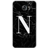 MRCİLETİSİM mrc198886 Siyah Mermer Desenli N Harfi Kılıf HD Desen Baskılı Arka Kapak + Temperli Cam Samsung Galaxy Note 5 Kılıf HD Desen Baskı Arka Kapak + Temperli Cam ile uyumlu