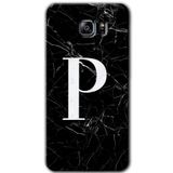 MRCİLETİSİM mrc198890 Siyah Mermer Desenli P Harfi Kılıf HD Desen Baskılı Arka Kapak + Temperli Cam Samsung Galaxy Note 5 Kılıf HD Desen Baskı Arka Kapak + Temperli Cam ile uyumlu