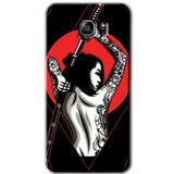 MRCİLETİSİM mrc198998 Samurai Girl Kılıf HD Desen Baskılı Arka Kapak + Temperli Cam Samsung Galaxy Note 5 ile uyumlu