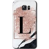 MRCİLETİSİM mrc199362 Pembe Mermer Desenli L Harfi Kılıf HD Desen Baskılı Arka Kapak Samsung Galaxy Note 5 ile uyumlu
