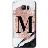 MRCİLETİSİM mrc199363 Pembe Mermer Desenli M Harfi Kılıf HD Desen Baskılı Arka Kapak Samsung Galaxy Note 5 ile uyumlu