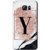 MRCİLETİSİM mrc199376 Pembe Mermer Desenli Y Harfi Kılıf HD Desen Baskılı Arka Kapak Samsung Galaxy Note 5 ile uyumlu