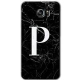 MRCİLETİSİM mrc199440 Siyah Mermer Desenli P Harfi Kılıf HD Desen Baskılı Arka Kapak Samsung Galaxy Note 5 ile uyumlu