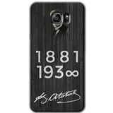MRCİLETİSİM mrc199456 Atatürk Ahşap İmza Kılıf HD Desen Baskılı Arka Kapak Samsung Galaxy Note 5 ile uyumlu