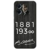 MRCİLETİSİM mrc201106 Atatürk Ahşap İmza Kılıf HD Desen Baskılı Arka Kapak Xiaomi Redmi 10 5G ile uyumlu