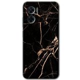 MRCİLETİSİM mrc201526 Siyah Gold Mermer Kılıf HD Desen Baskılı Arka Kapak Xiaomi Redmi Note 11E ile uyumlu