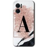 MRCİLETİSİM mrc201548 Pembe Mermer Desenli A Harfi Kılıf HD Desen Baskılı Arka Kapak Xiaomi Redmi Note 11E ile uyumlu