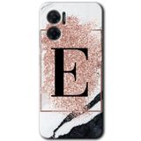 MRCİLETİSİM mrc201553 Pembe Mermer Desenli E Harfi Kılıf HD Desen Baskılı Arka Kapak Xiaomi Redmi Note 11E ile uyumlu