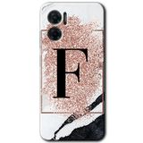 MRCİLETİSİM mrc201554 Pembe Mermer Desenli F Harfi Kılıf HD Desen Baskılı Arka Kapak Xiaomi Redmi Note 11E ile uyumlu