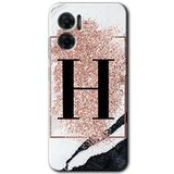 MRCİLETİSİM mrc201556 Pembe Mermer Desenli H Harfi Kılıf HD Desen Baskılı Arka Kapak Xiaomi Redmi Note 11E ile uyumlu
