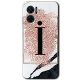 MRCİLETİSİM mrc201557 Pembe Mermer Desenli İ Harfi Kılıf HD Desen Baskılı Arka Kapak Xiaomi Redmi Note 11E ile uyumlu