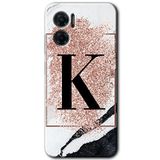 MRCİLETİSİM mrc201561 Pembe Mermer Desenli K Harfi Kılıf HD Desen Baskılı Arka Kapak Xiaomi Redmi Note 11E ile uyumlu