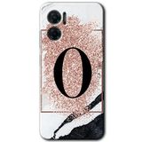 MRCİLETİSİM mrc201565 Pembe Mermer Desenli O Harfi Kılıf HD Desen Baskılı Arka Kapak Xiaomi Redmi Note 11E ile uyumlu