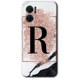 MRCİLETİSİM mrc201568 Pembe Mermer Desenli R Harfi Kılıf HD Desen Baskılı Arka Kapak Xiaomi Redmi Note 11E ile uyumlu