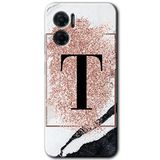 MRCİLETİSİM mrc201572 Pembe Mermer Desenli T Harfi Kılıf HD Desen Baskılı Arka Kapak Xiaomi Redmi Note 11E ile uyumlu