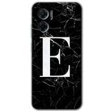 MRCİLETİSİM mrc201625 Siyah Mermer Desenli E Harfi Kılıf HD Desen Baskılı Arka Kapak Xiaomi Redmi Note 11E ile uyumlu