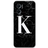 MRCİLETİSİM mrc201633 Siyah Mermer Desenli K Harfi Kılıf HD Desen Baskılı Arka Kapak Xiaomi Redmi Note 11E ile uyumlu