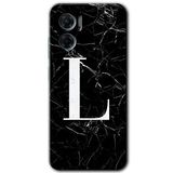 MRCİLETİSİM mrc201634 Siyah Mermer Desenli L Harfi Kılıf HD Desen Baskılı Arka Kapak Xiaomi Redmi Note 11E ile uyumlu