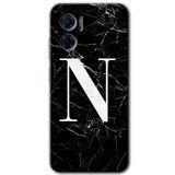 MRCİLETİSİM mrc201636 Siyah Mermer Desenli N Harfi Kılıf HD Desen Baskılı Arka Kapak Xiaomi Redmi Note 11E ile uyumlu
