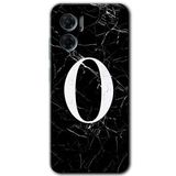 MRCİLETİSİM mrc201638 Siyah Mermer Desenli O Harfi Kılıf HD Desen Baskılı Arka Kapak Xiaomi Redmi Note 11E ile uyumlu