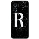 MRCİLETİSİM mrc201641 Siyah Mermer Desenli R Harfi Kılıf HD Desen Baskılı Arka Kapak Xiaomi Redmi Note 11E ile uyumlu