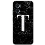 MRCİLETİSİM mrc201644 Siyah Mermer Desenli T Harfi Kılıf HD Desen Baskılı Arka Kapak Xiaomi Redmi Note 11E ile uyumlu