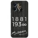 MRCİLETİSİM mrc201656 Atatürk Ahşap İmza Kılıf HD Desen Baskılı Arka Kapak Xiaomi Redmi Note 11E ile uyumlu