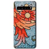 MRCİLETİSİM mrc202021 Mozaik Çiçek Kılıf HD Desen Baskılı Arka Kapak + Temperli Cam Samsung Galaxy S10 Plus ile uyumlu