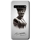 MRCİLETİSİM mrc202244 Mustafa Kemal Atatürk Kılıf HD Desen Baskılı Arka Kapak + Temperli Cam Samsung Galaxy S10 Plus ile uyumlu